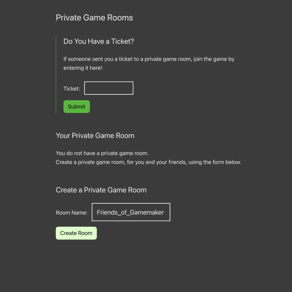 Create a Private Game Room